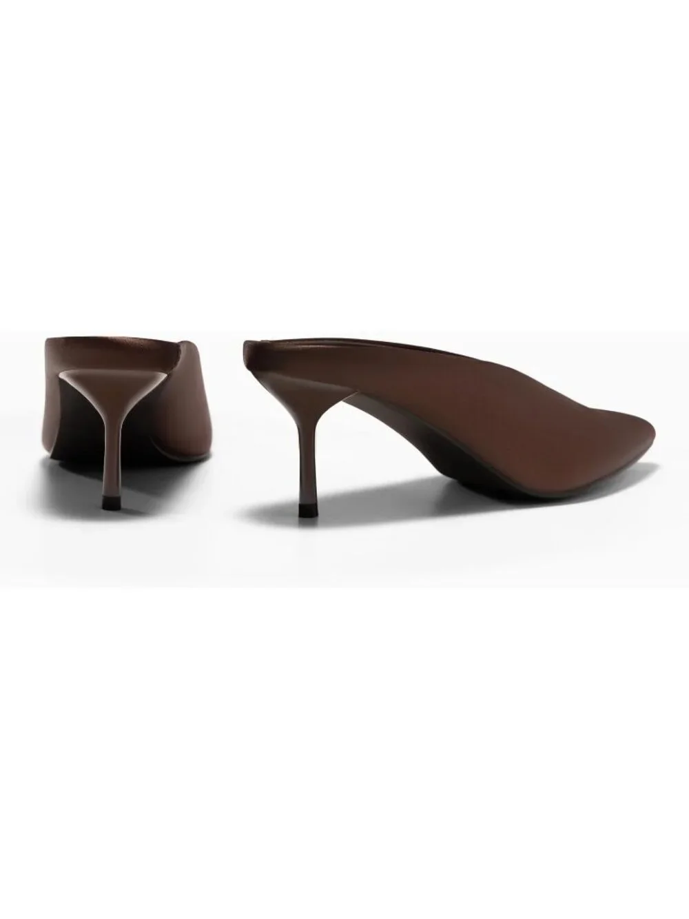 Women's Brown Satin Comfortable Slip On Closed Pointed Toe Slide Stylish Sandals - Picture 5 of 5